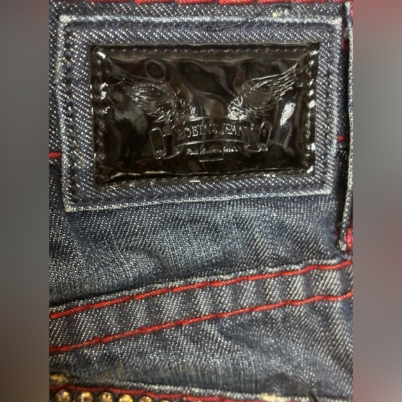 Robins Jean Embellished Rhinestone Straight SZ 44 Y2K - Picture 4 of 9